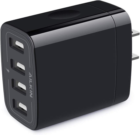 Wall Charger, USB Charger Adapter,  4.8A 4Multi Port Fast Charging Station Power Base Block Plug Cube Brick for Iphone 17 16 15 14 SE 13 12 11Pro Max/X/Plus, Samsung A16/A17/S25/S24 Kindle Plug